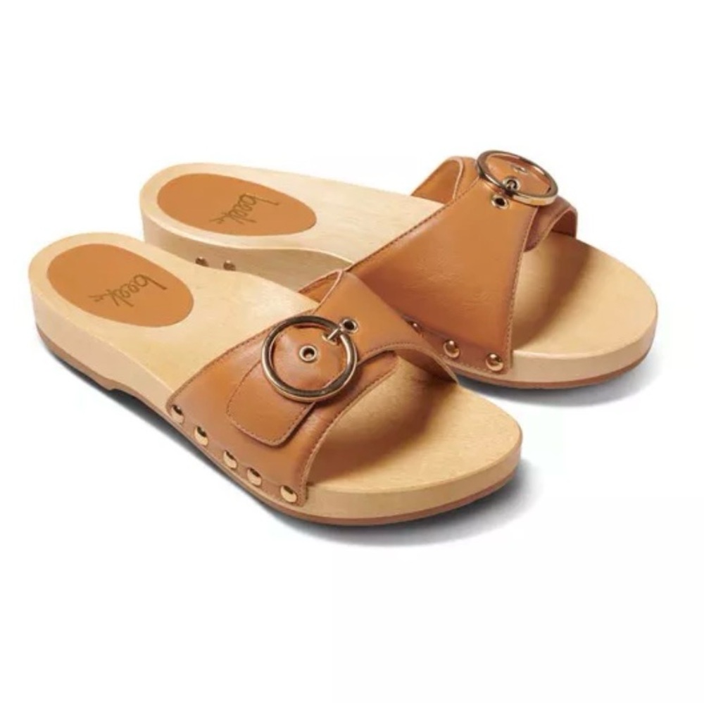 Beek Tan Leather Slide Sandals